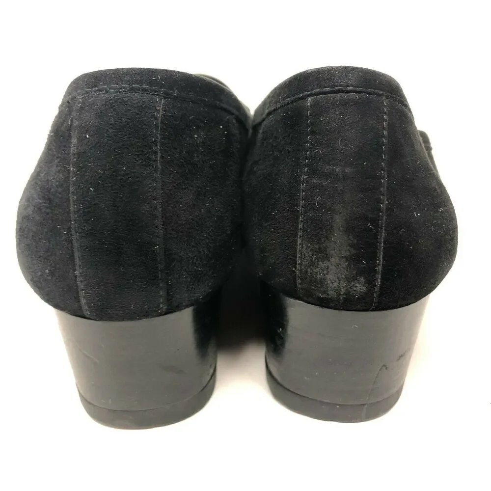 Stuart Weitzman Loafer Women's 9.5‎ Black Suede Crepe Sole Tassel Moc Toe